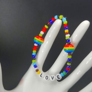 Love rainbow stretch bracelet pride unisex